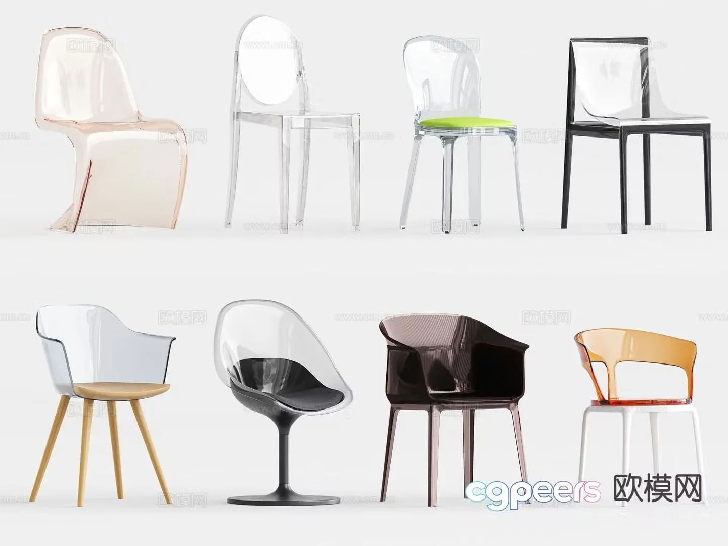 Acrylic transparent chair chair dining chair 3d model