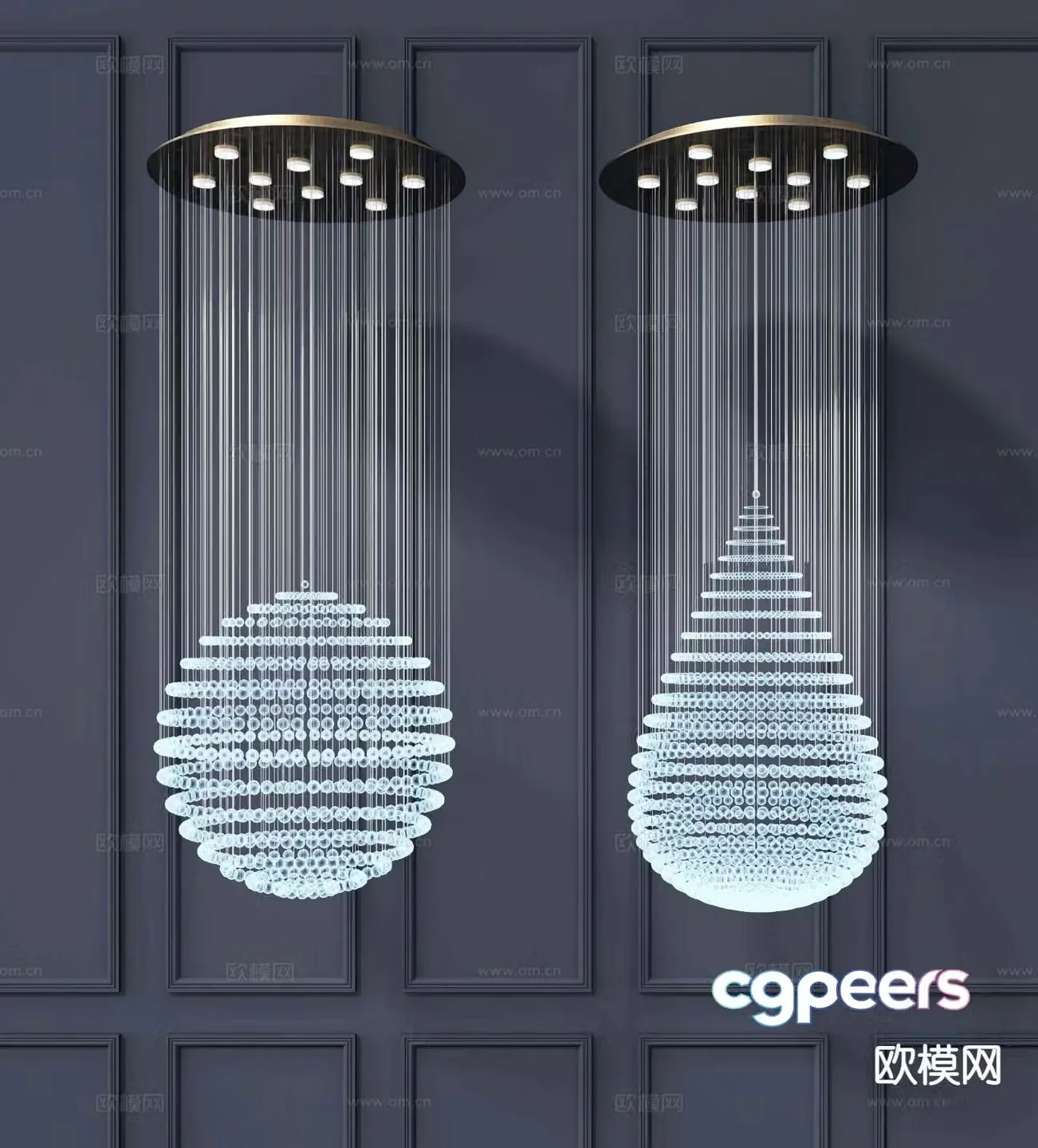 Modern crystal chandelier 3d model