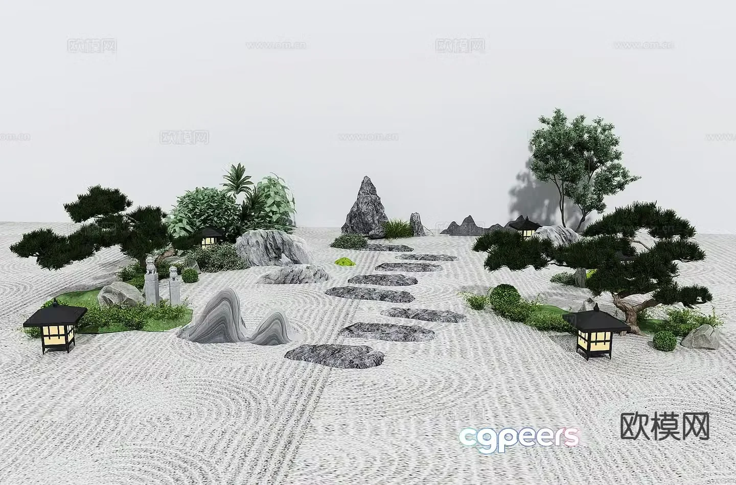 Modern courtyard landscape 3d model