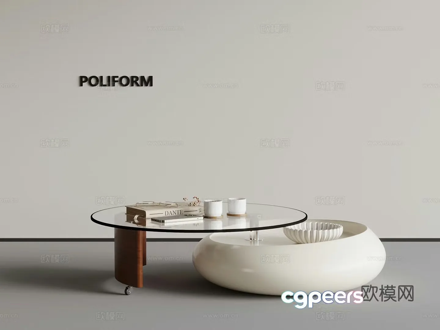 Middle-aged style coffee table combination coffee table splicing coffee table mother and child table 3D model