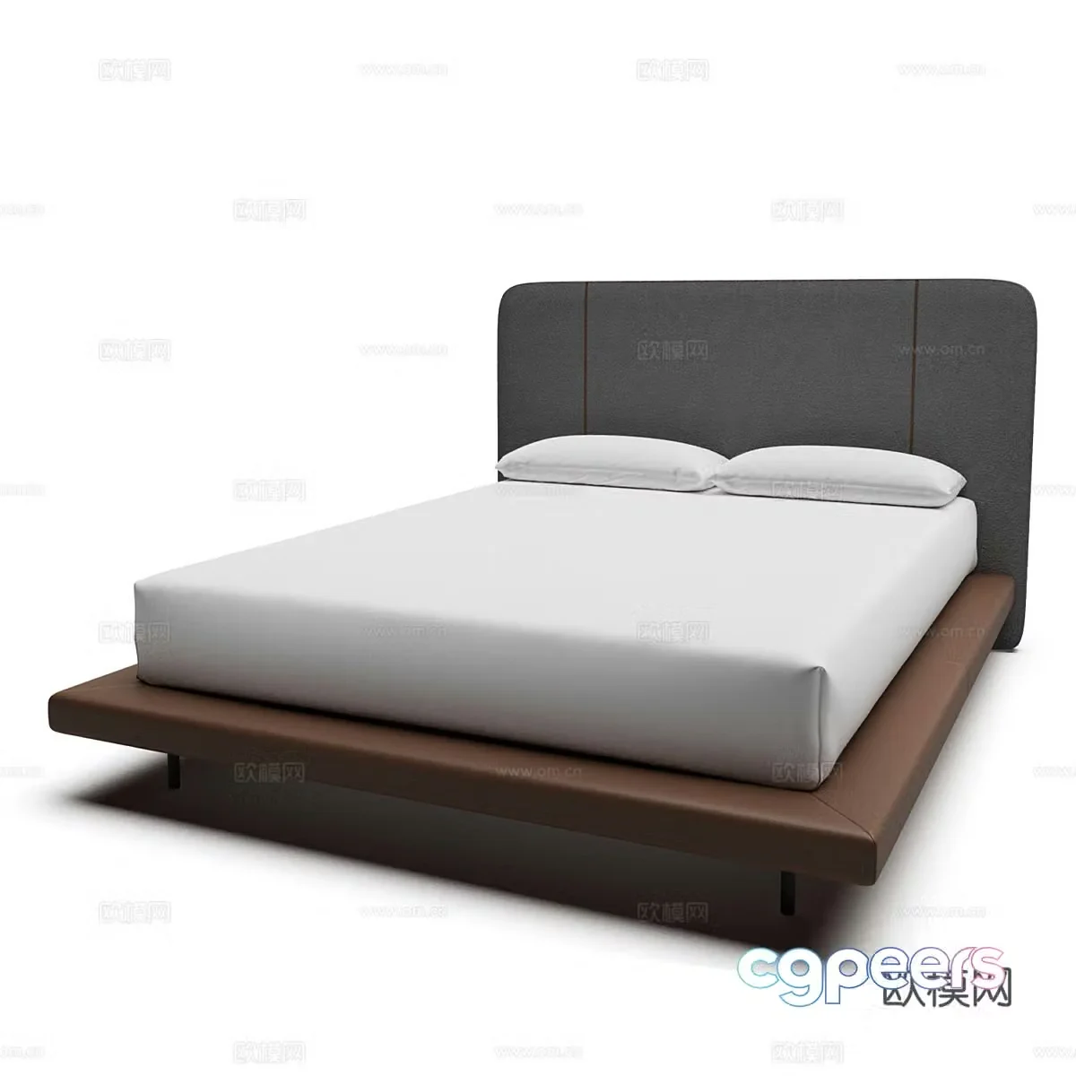 Modern simple double bed Double bed Simple bed Bedroom bed Pillow 3D model