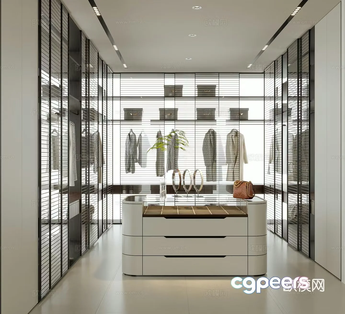 Modern island cloakroom wardrobe 3d model