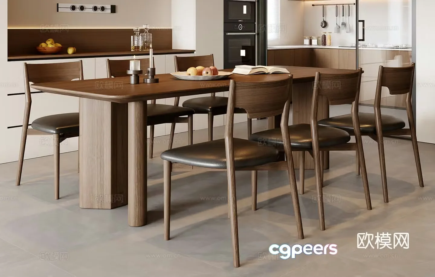 Medieval style dining table and chairs bar dining table 3D model