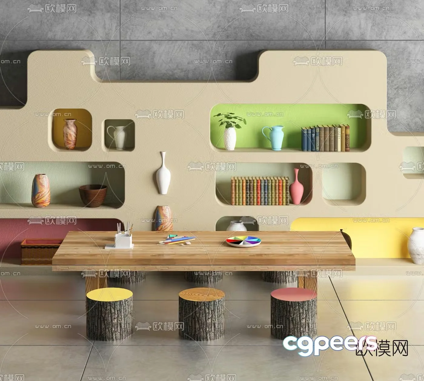 Nordic Kindergarten Children’s Tables and Chairs 3D Model