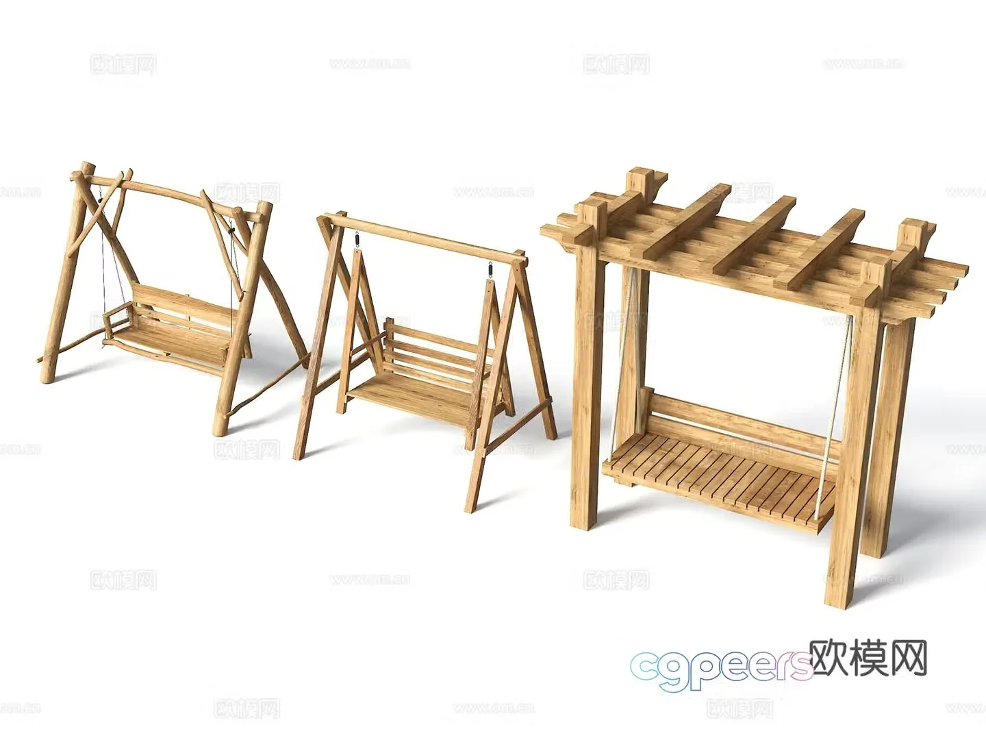 Modern outdoor swing chair courtyard swing swing chair hanging chair outdoor rocking chair wooden swing sun 3d model