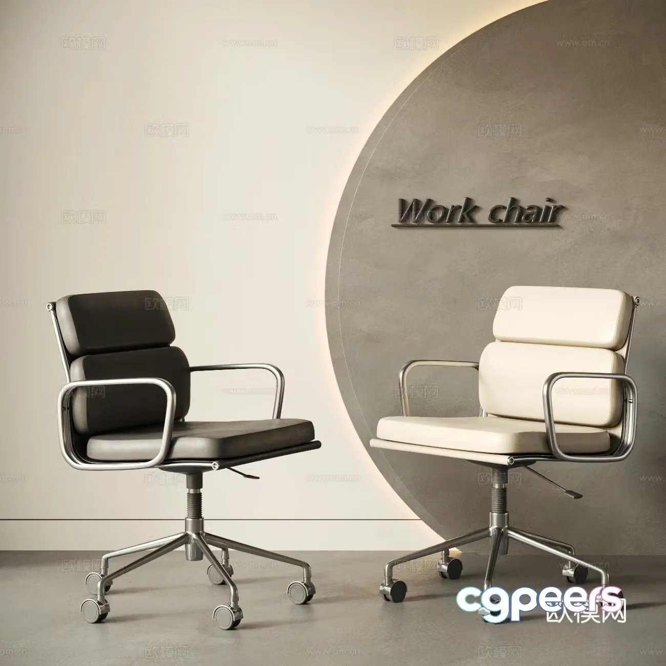 Modern office chair combination leather chair single chair training chair study chair 3d model