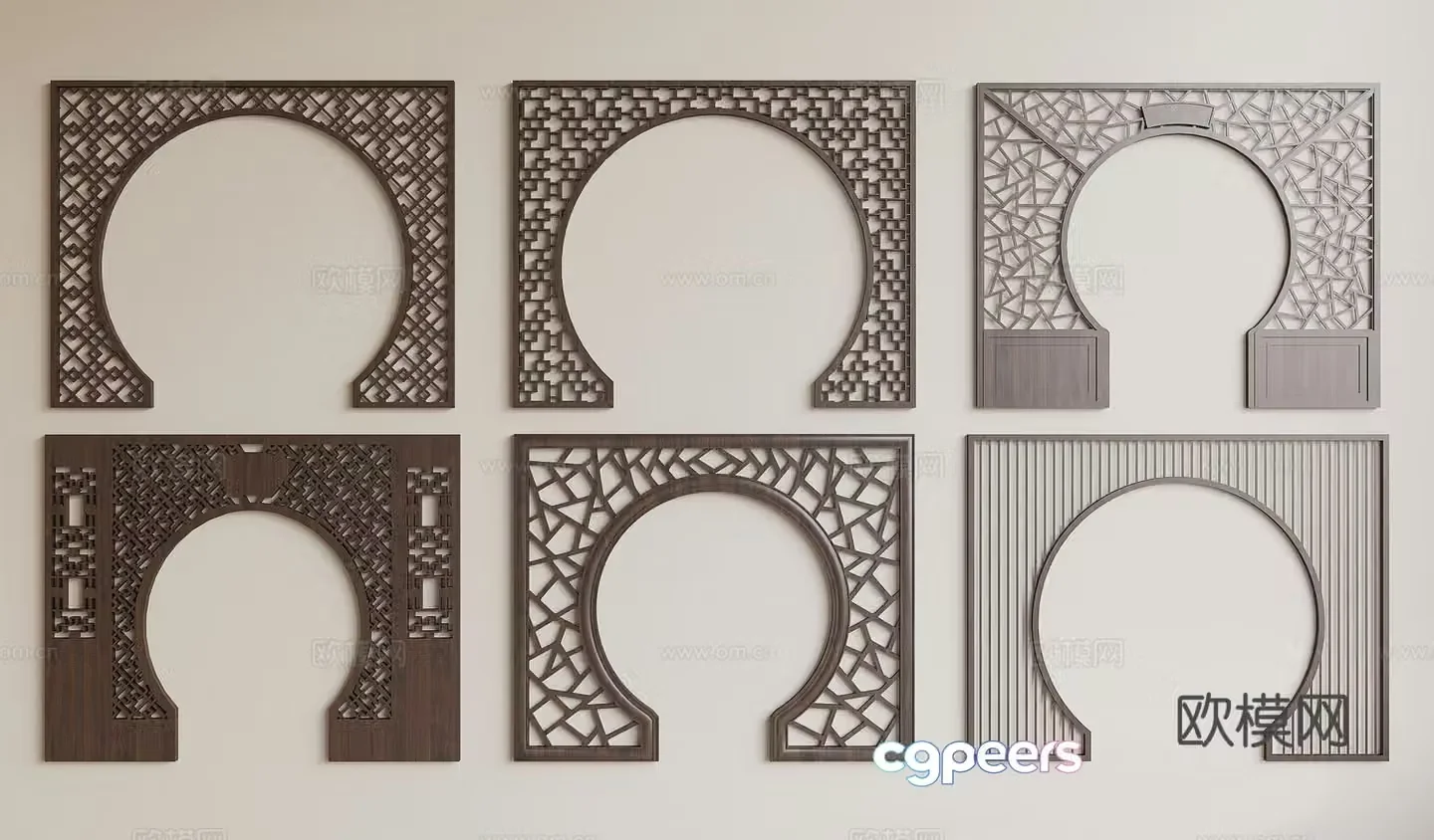 New Chinese style partition moon door 3D model