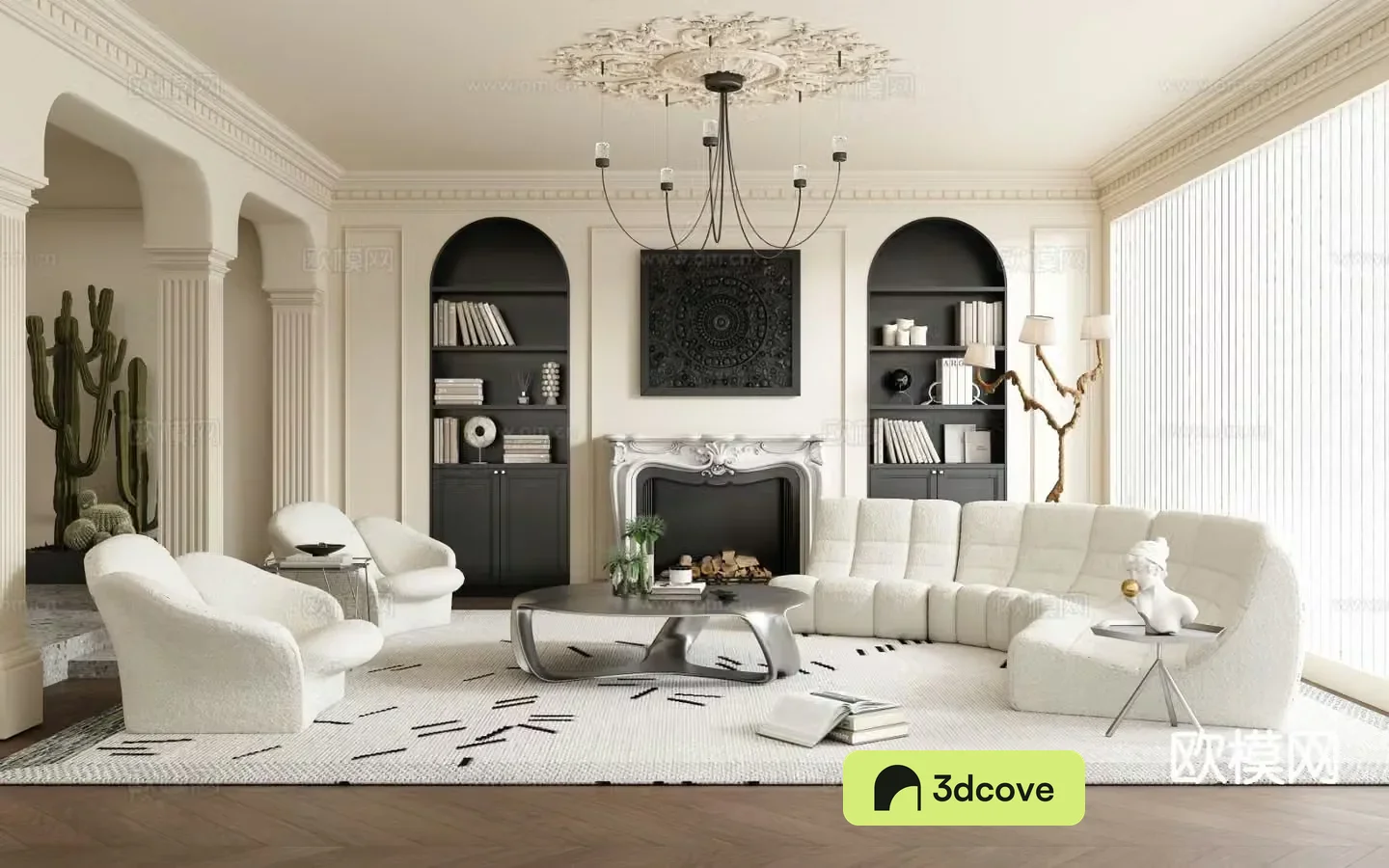 French retro style living room