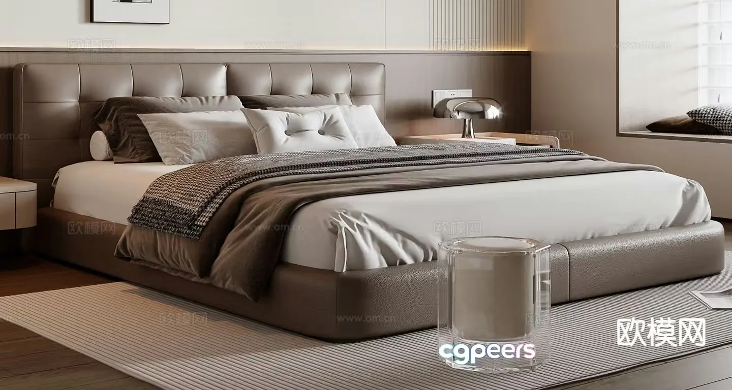 Italian double bed 3d model