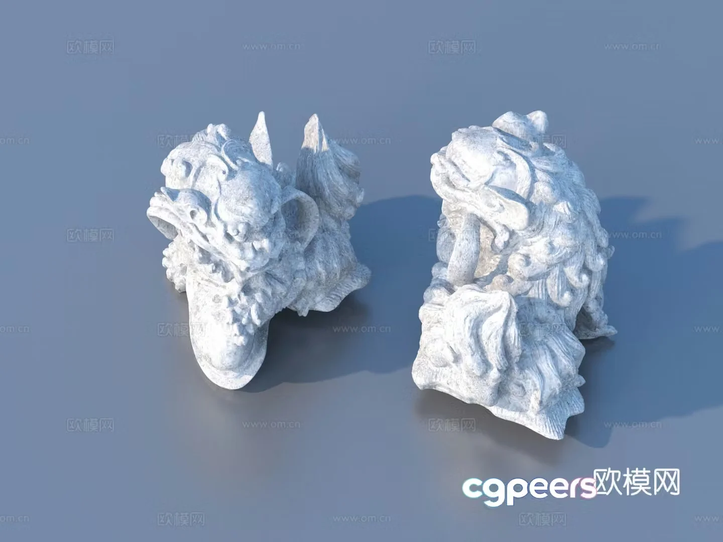 Lion Qilin Divine Beast Stone Lion 3D Model