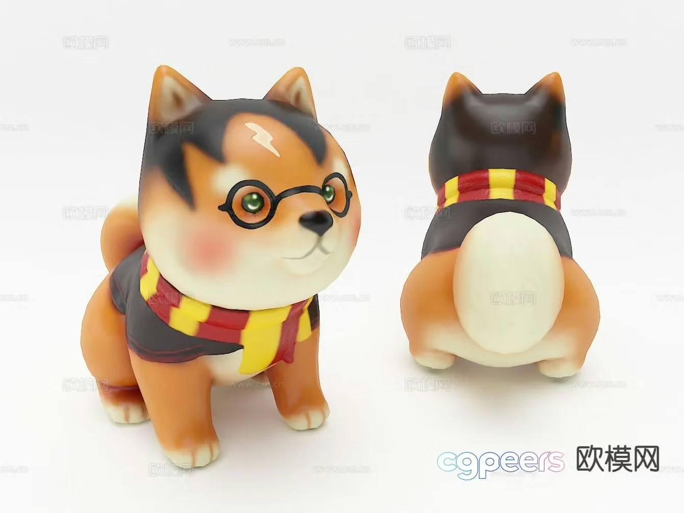 Puppy toys cartoon sculptures hand-made ornaments 3d model