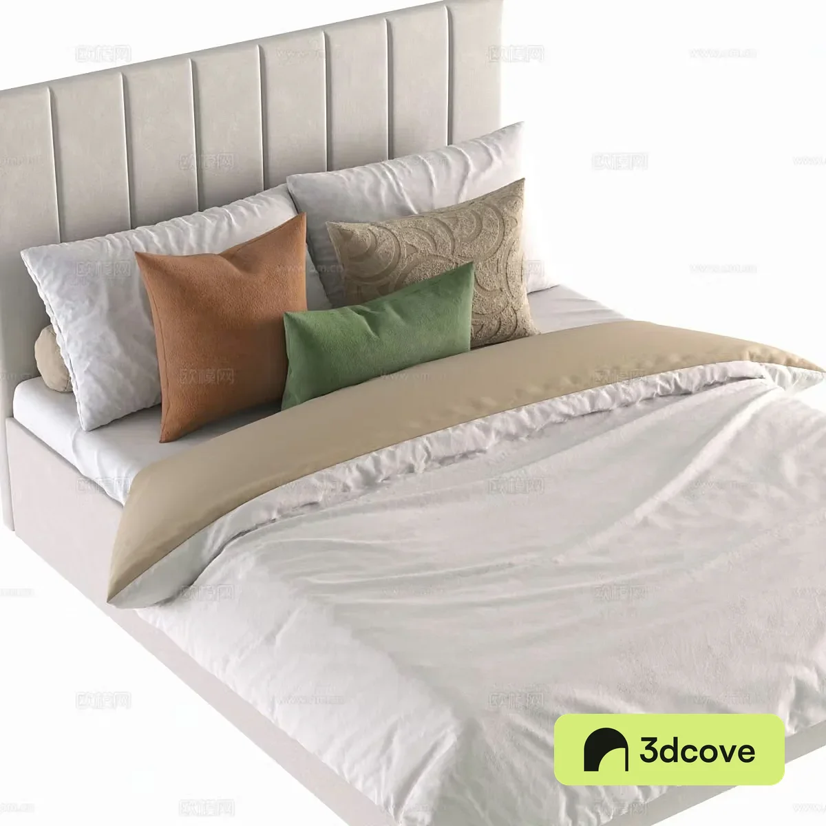 New Chinese style fabric double bed