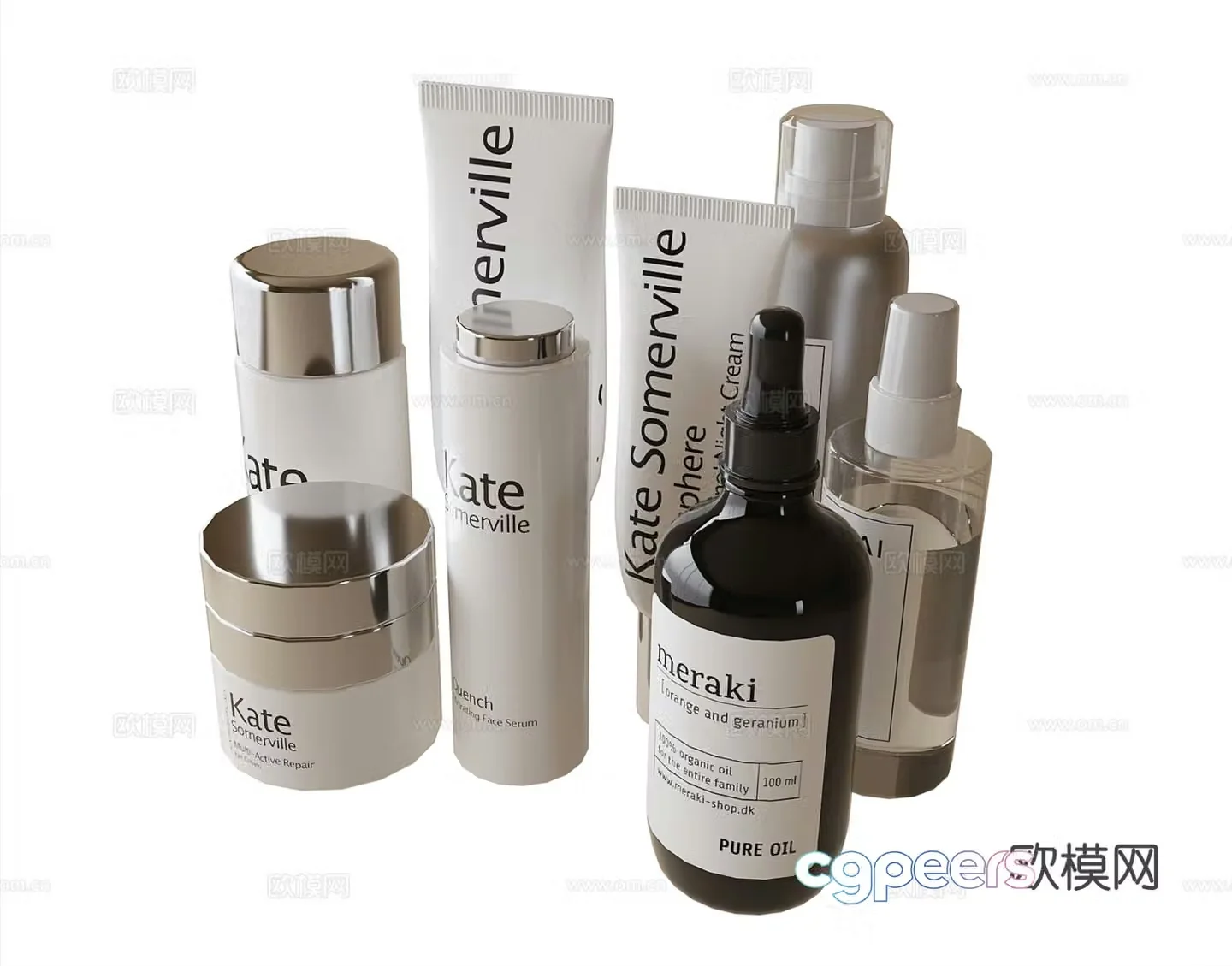 Modern cosmetics skin care products 3d model