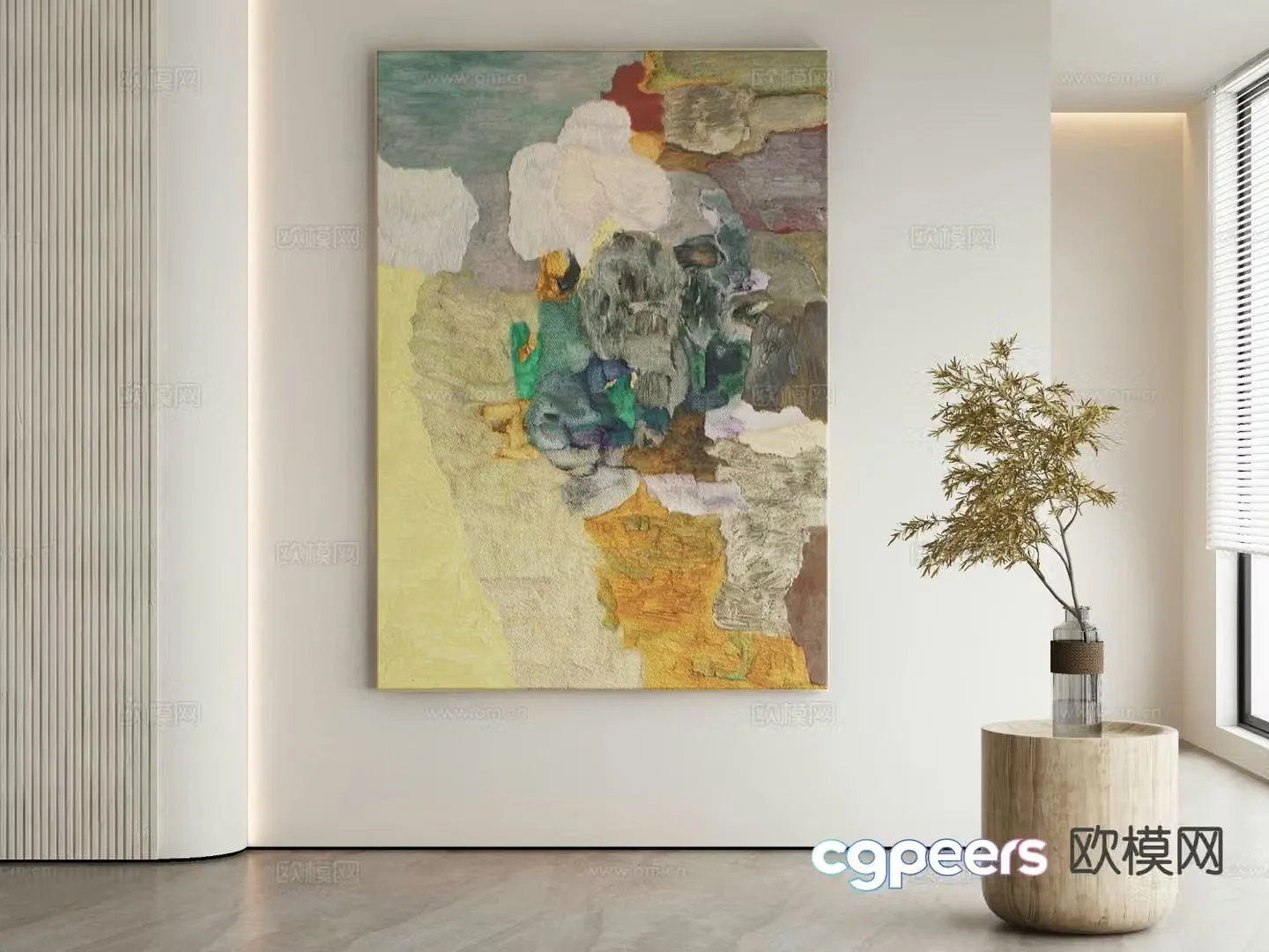 Modern texture painting decorative painting 3d model