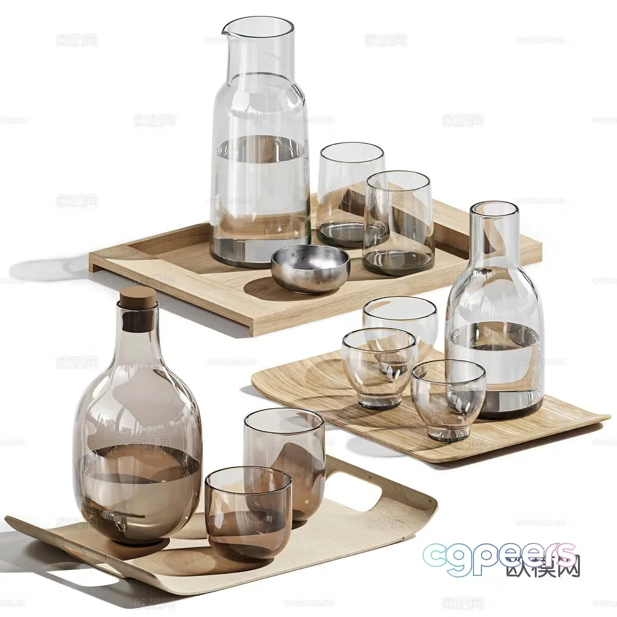 Glass water cup tray 3d model