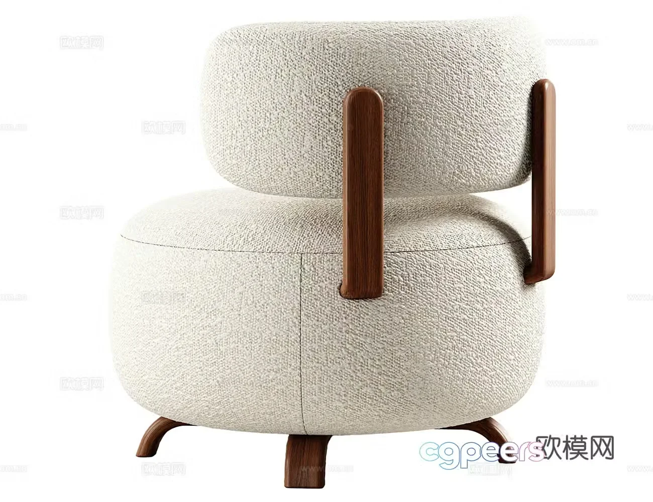 Cream lounge chair 3d model