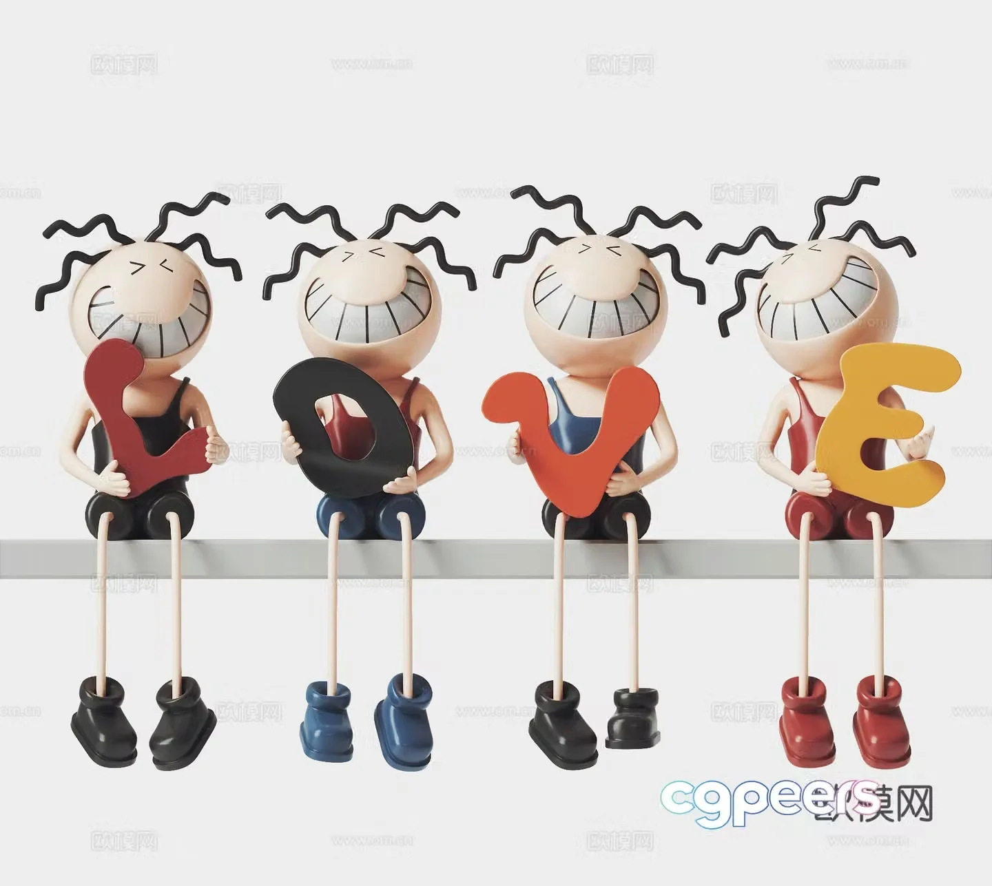 Modern little boy fashion ornament 3d model