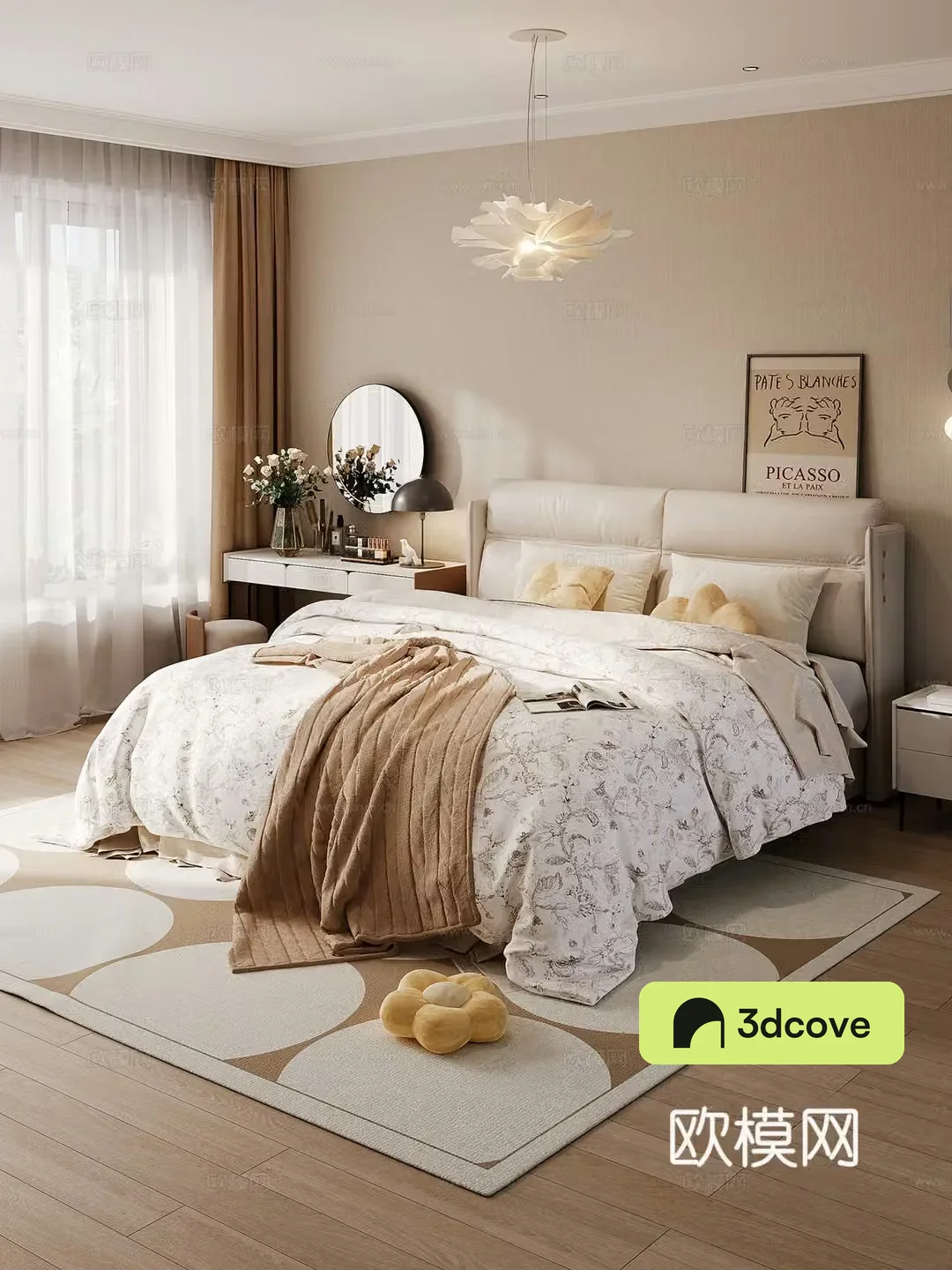 American simple European home bedroom