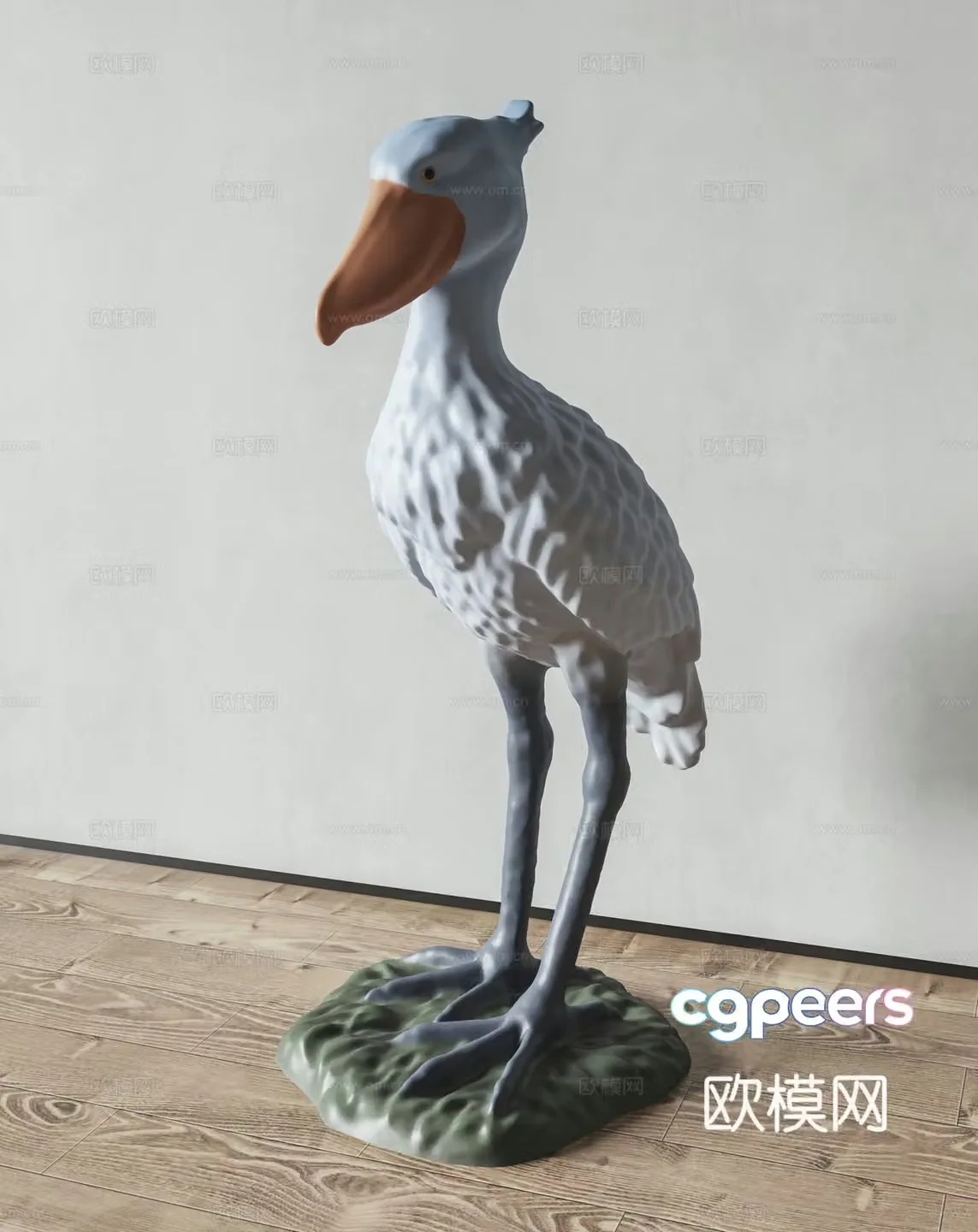 Modern whale head stork sculpture 3d model