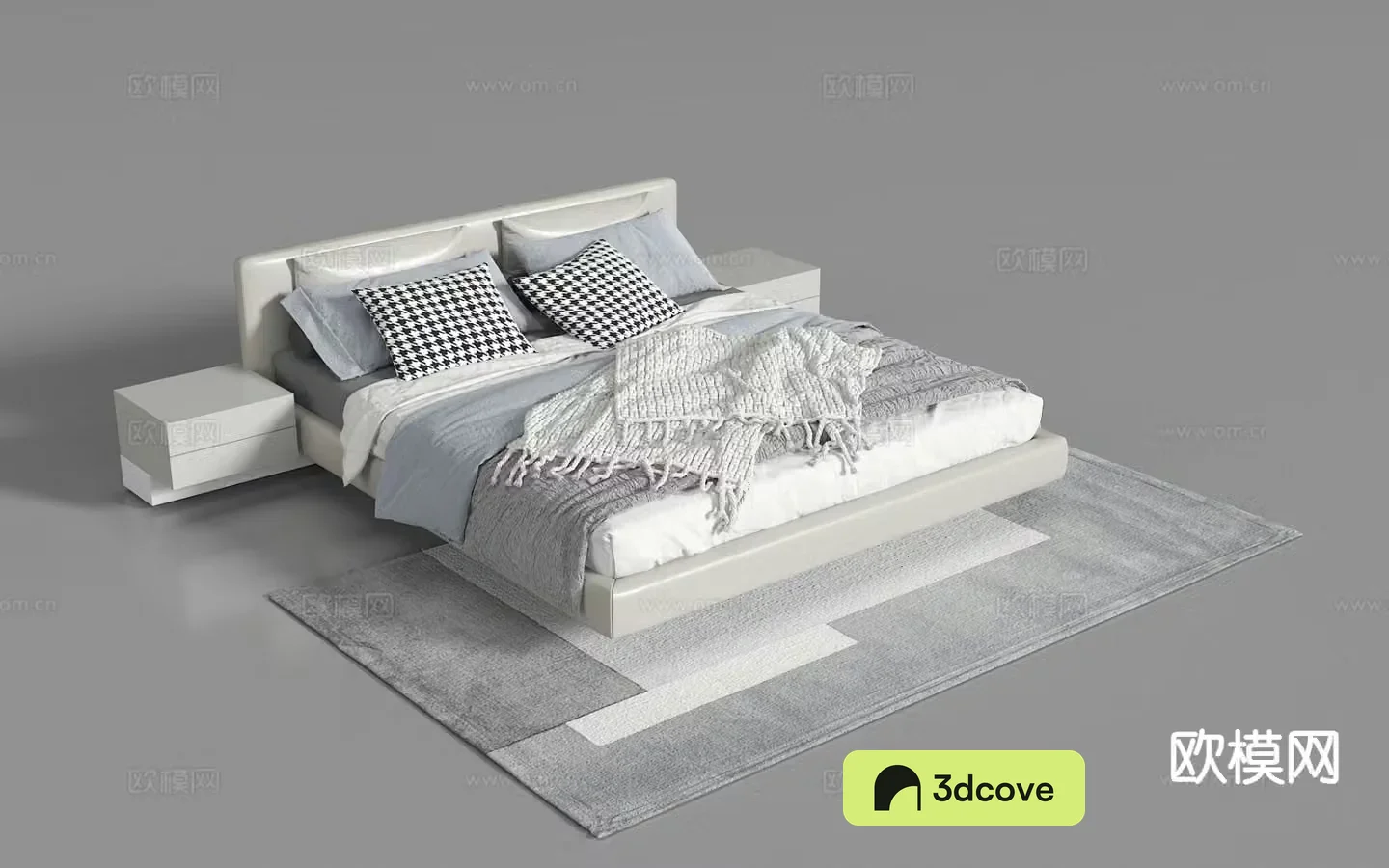 Modern double bed leather art bed