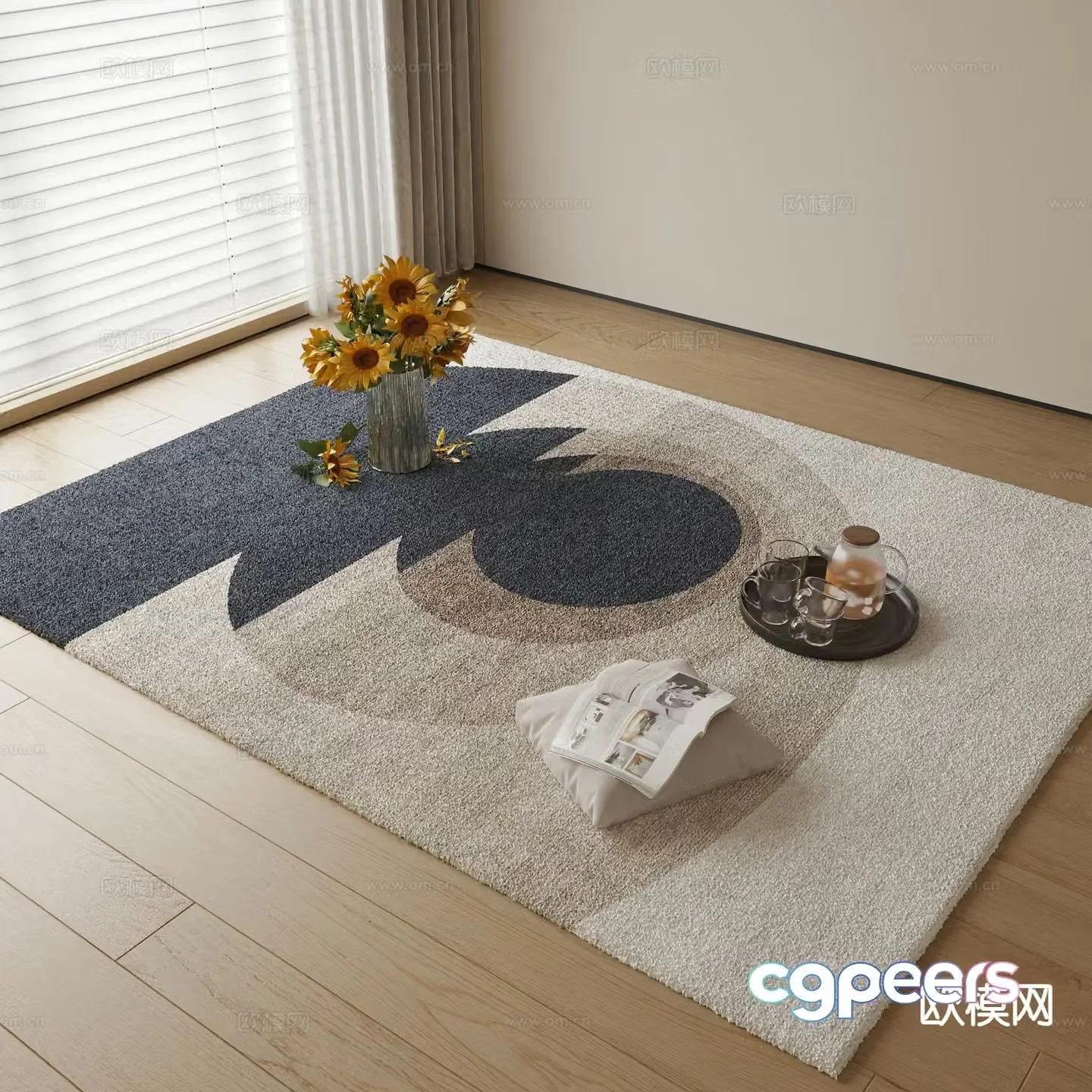 Modern carpet square rug 3d model