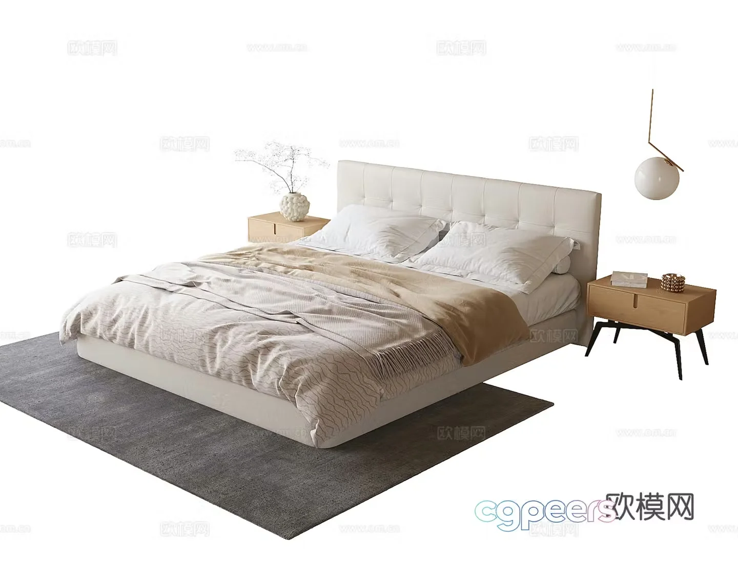 Modern double bed 3d model