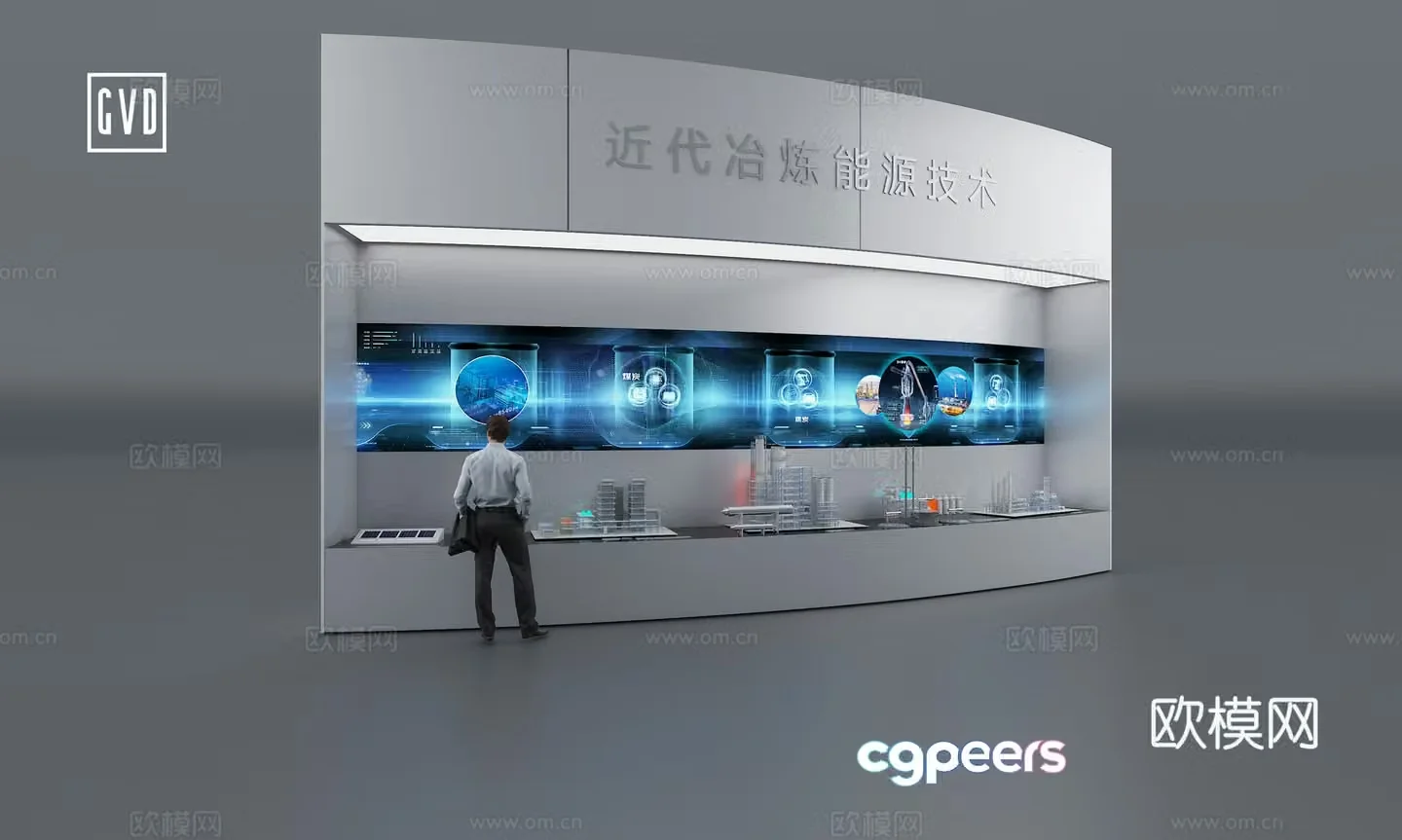 Modern Science and Technology Exhibition Hall Smelting Energy Interactive Model Device Energy Interactive Device Energy Interactive Screen 3D Model