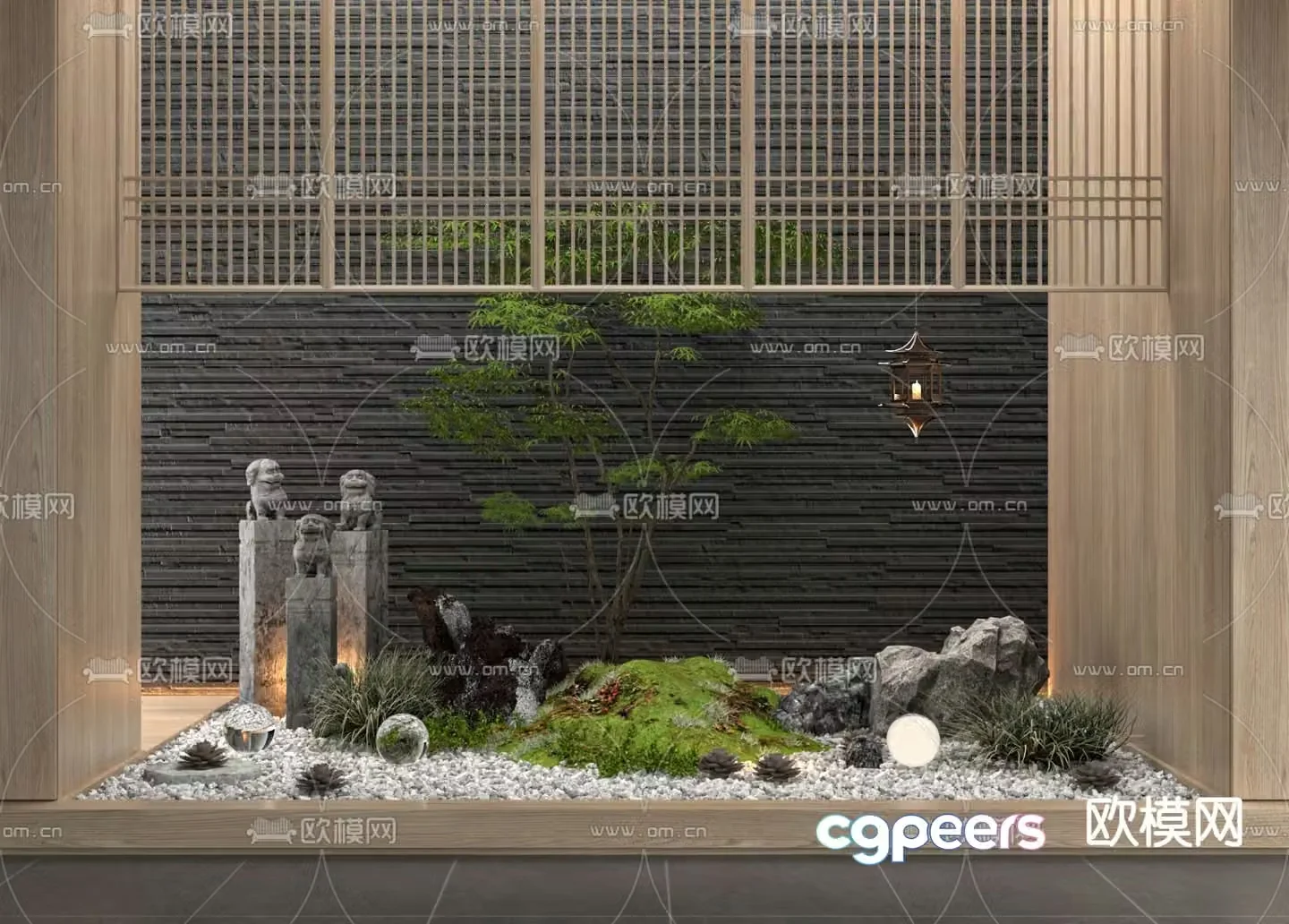Indoor landscape plant landscaping stone sculpture 3d model