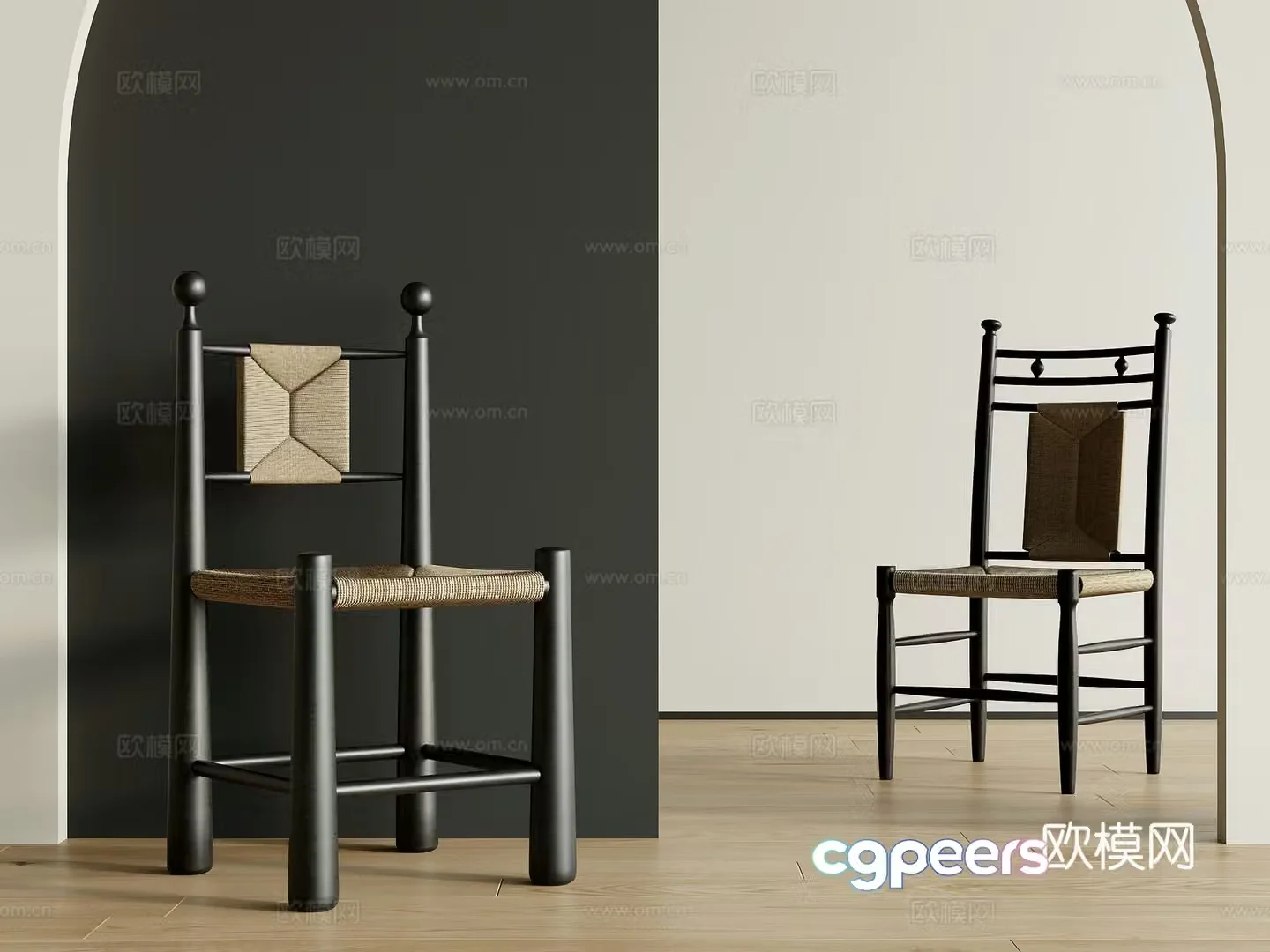 Medium style dining chair 3d model