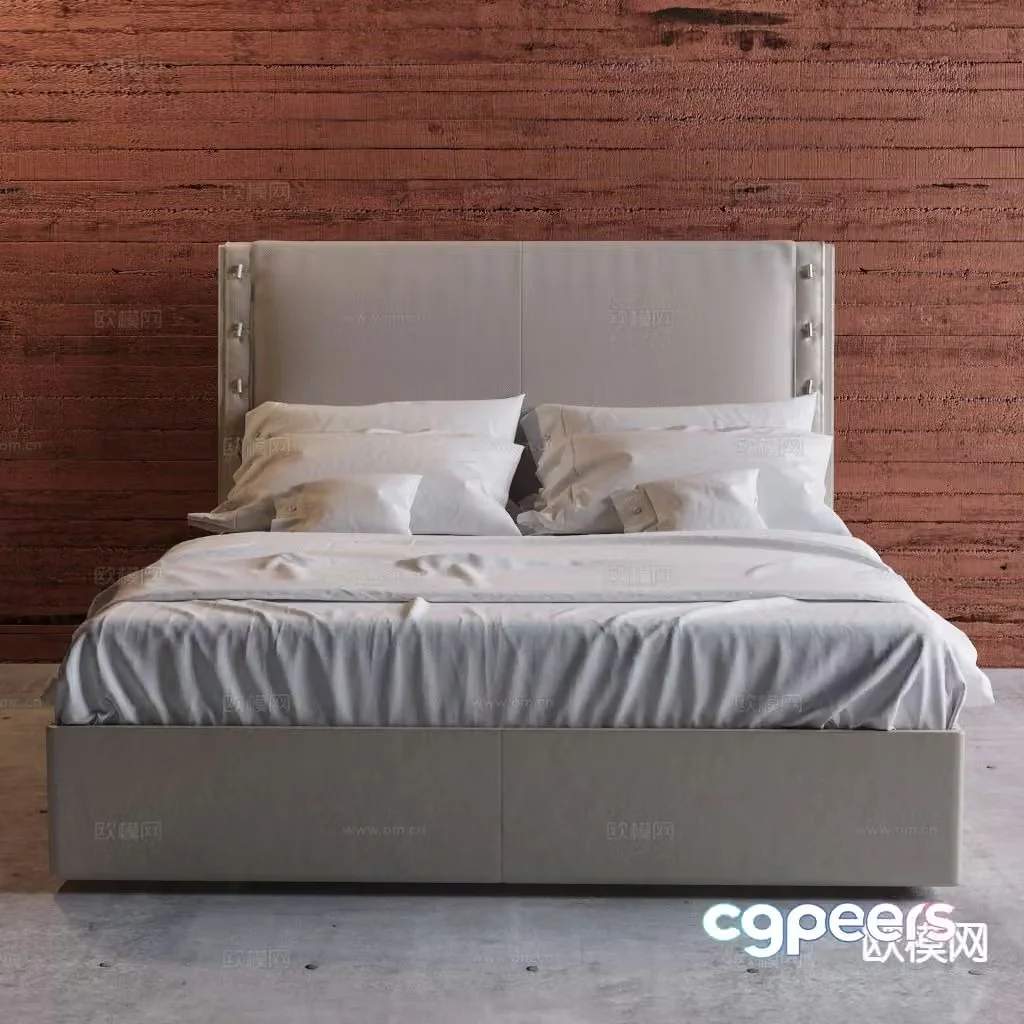 Modern double bed 3d model