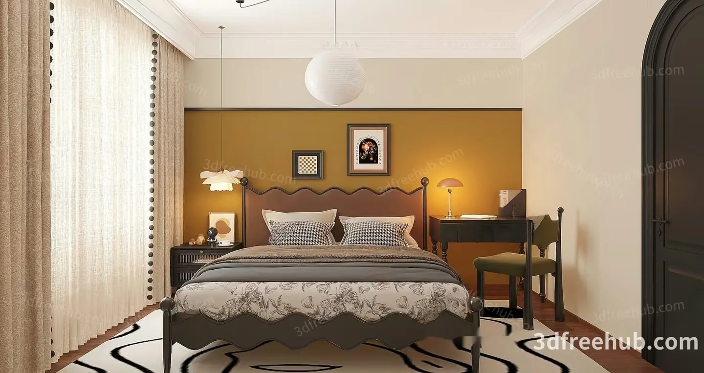 Cozy Bedroom 3D Model – 18555 – VRAY Render
