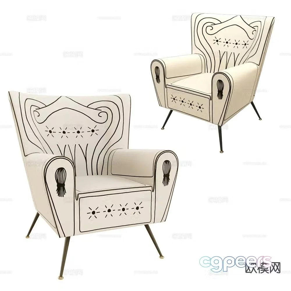 Pop Label Modern Chair Lounge Chair 3d model
