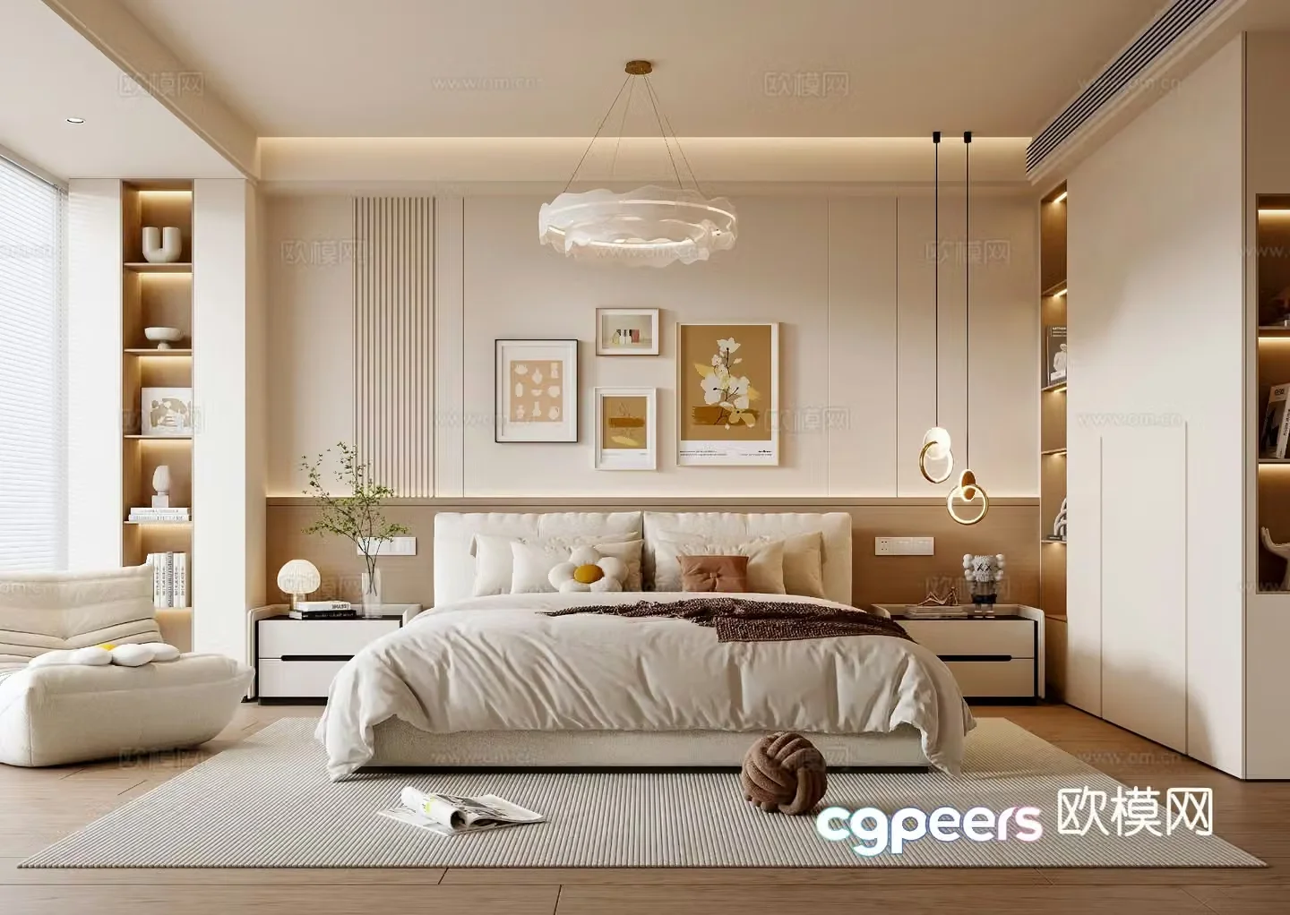 Cream style bedroom master bedroom 3d model