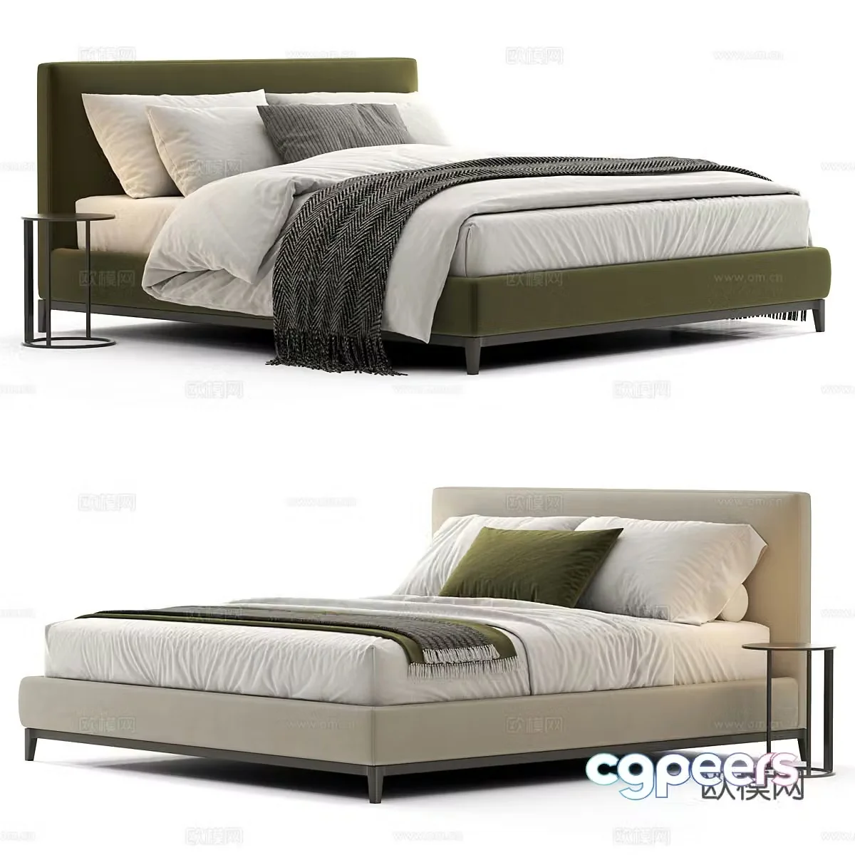 Modern Italian fabric double bed 3D model