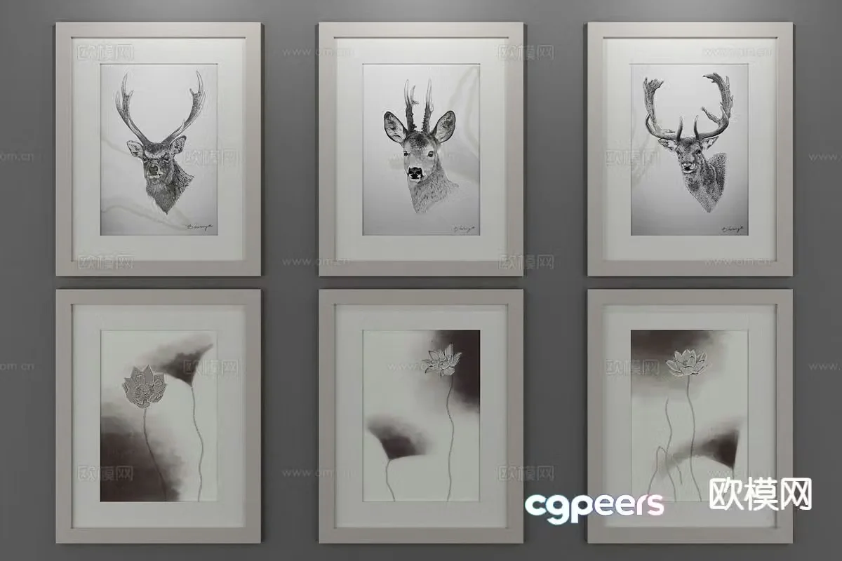 Nordic decorative painting art painting hanging painting 3d model