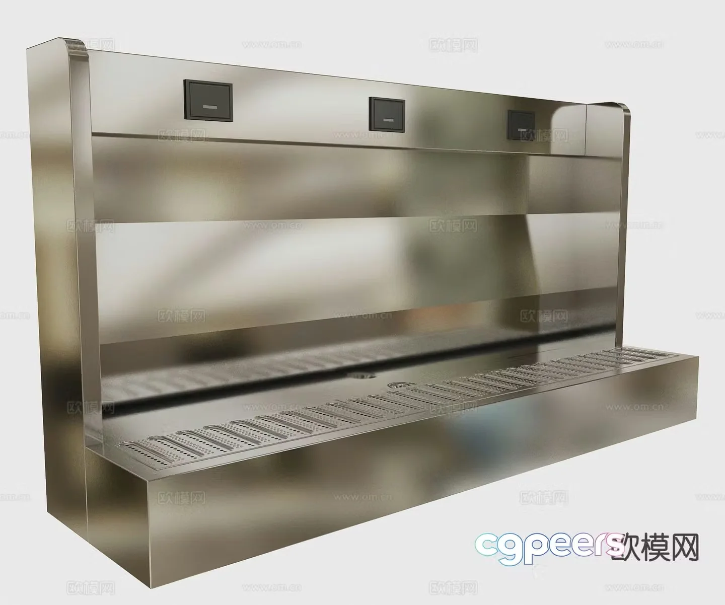 Public urinal stainless steel toilet long urinal 3d model