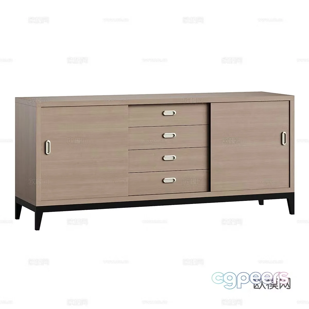 Nordic simple side cabinet side cabinet simple cabinet short cabinet wooden side cabinet 3D model