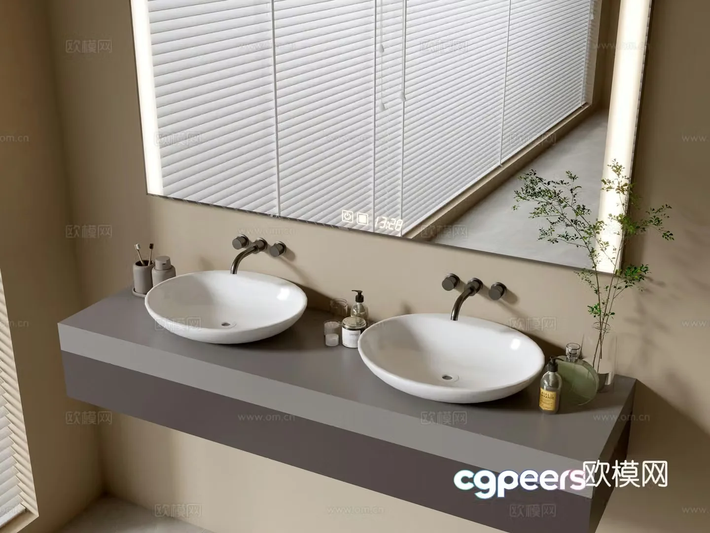 Modern bathroom cabinet bathroom basin bathroom ornaments mirror cabinet sink 3d model