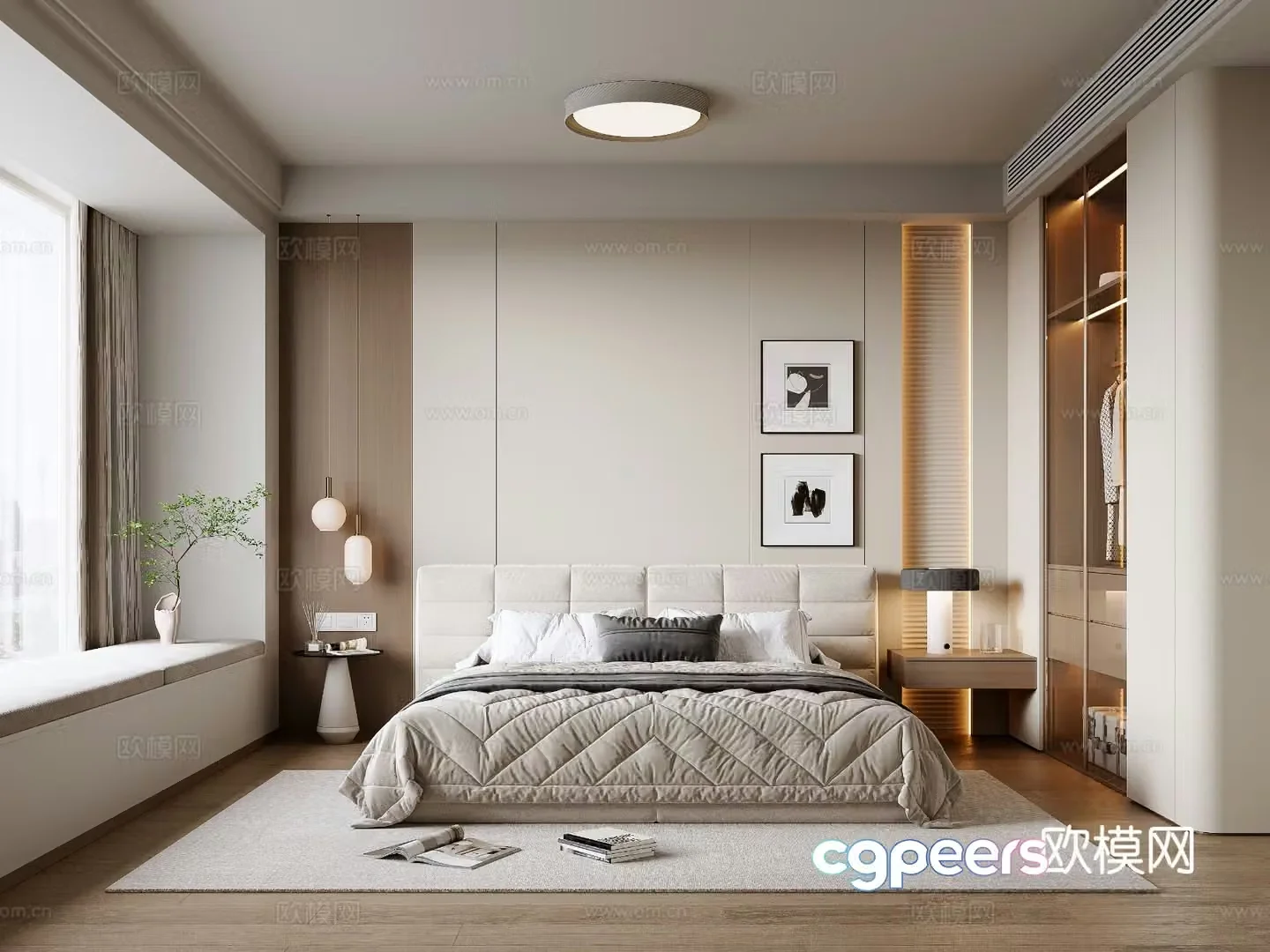 Modern minimalist home bedroom master bedroom 3d model