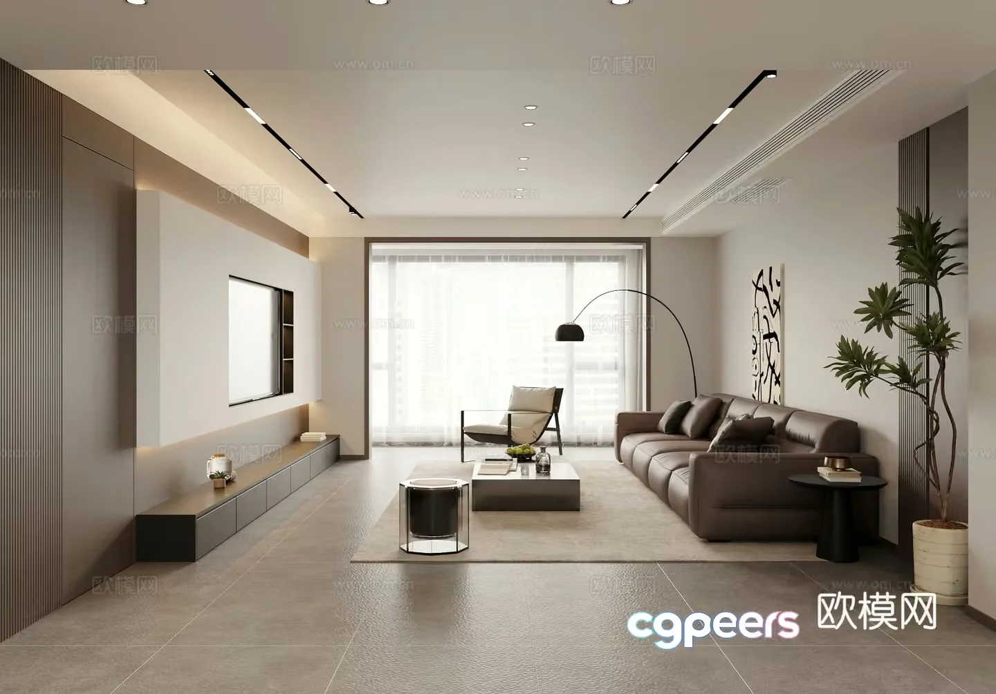 Modern Living Room 3D Model – 10080 – VRAY Render