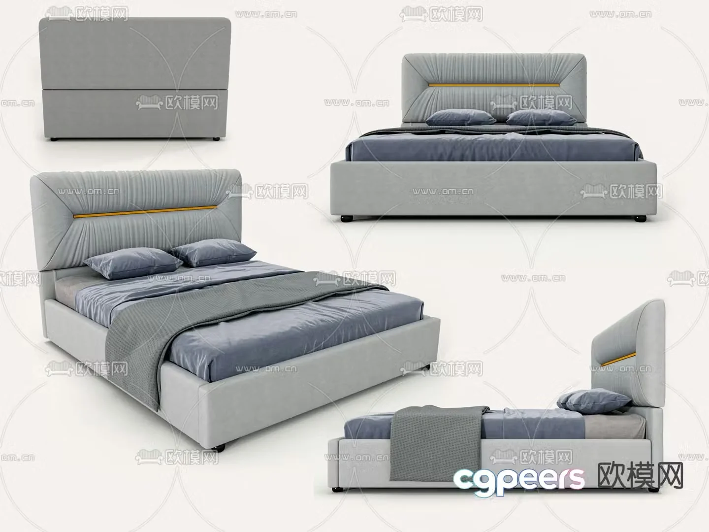 Modern double bed 3d model