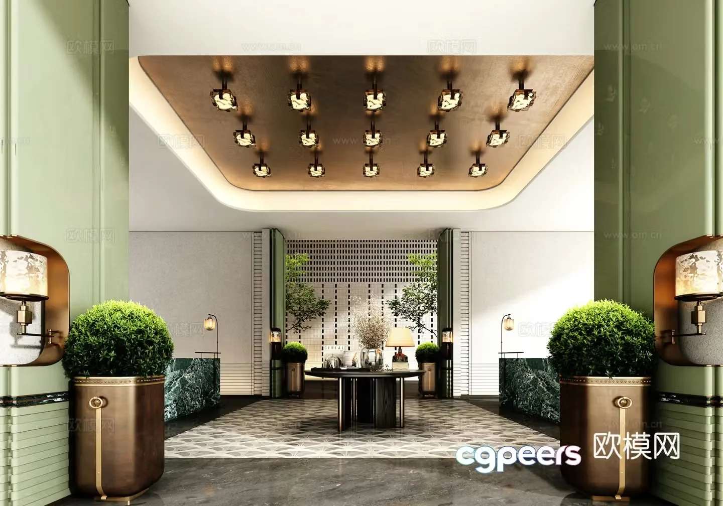 Hotel lobby reception desk 3d model