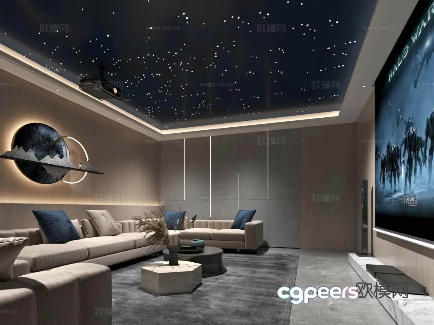 Modern home video room 3d model