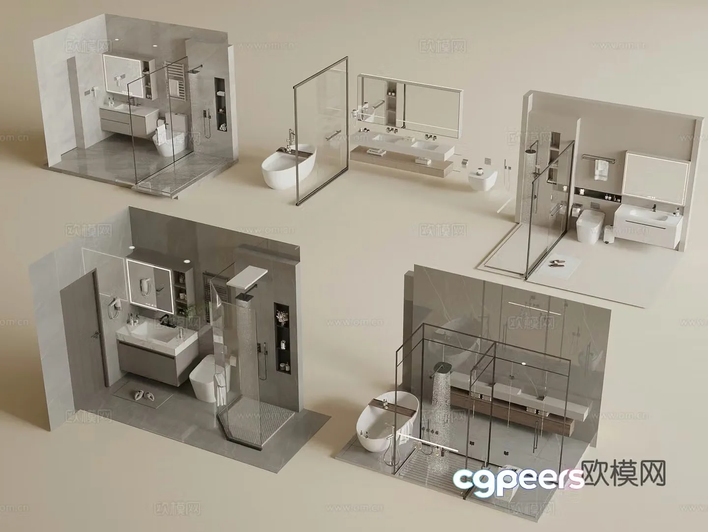 Modern bathroom Shower room Bathroom cabinet Toilet bathtub Shower 3D model