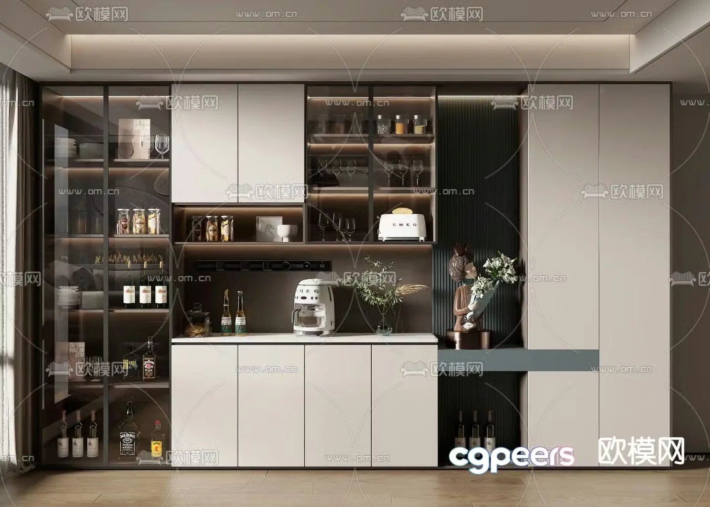 Modern wine cabinet 3d model