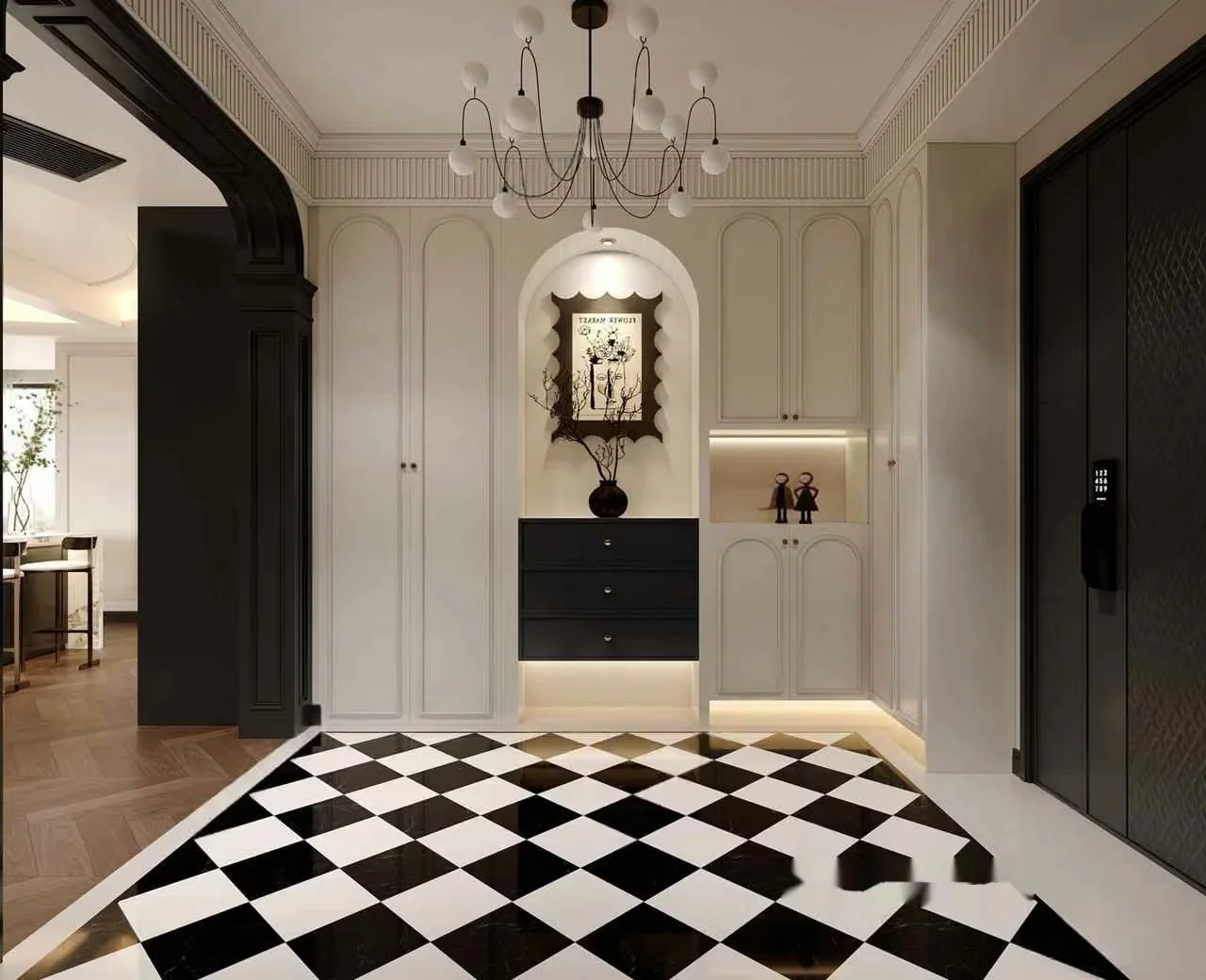 A Black And White Checkered Floor 3D Model – 10416 – VRAY Render