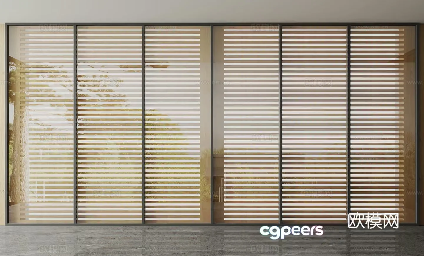 Modern curtain wall glass partition 3d model