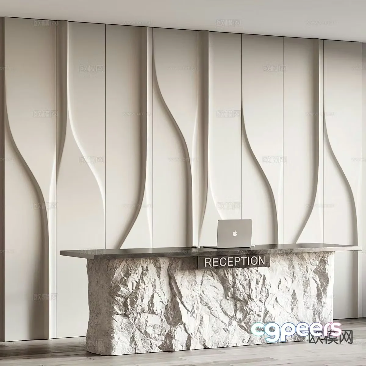 Modern front desk service desk reception desk 3d model