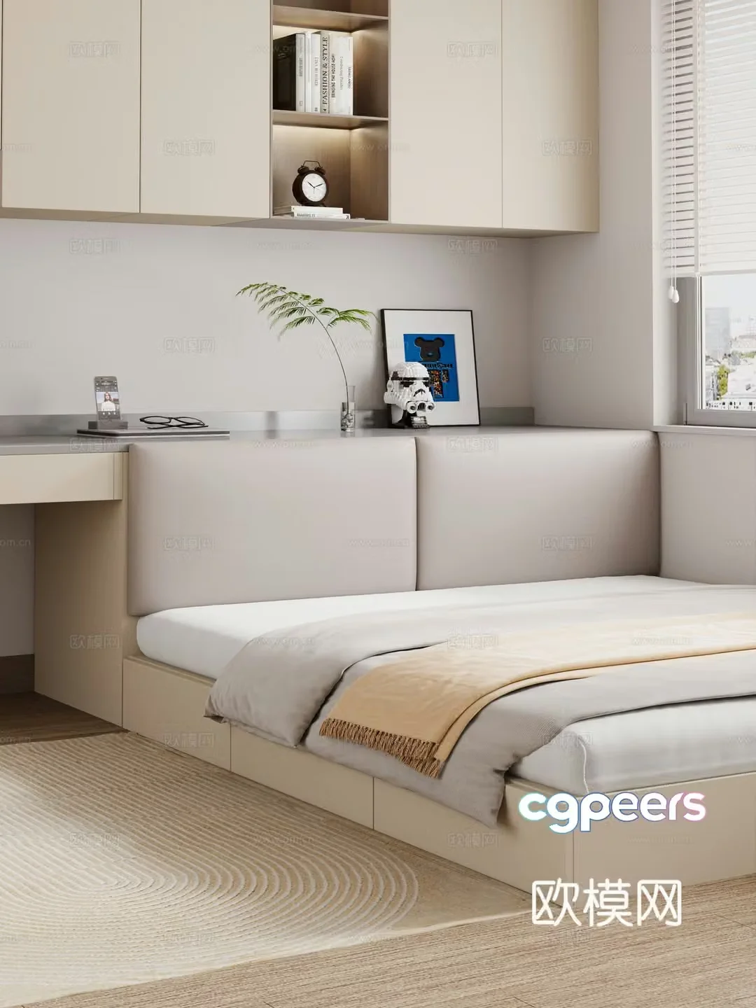 Modern tatami double bed 3d model