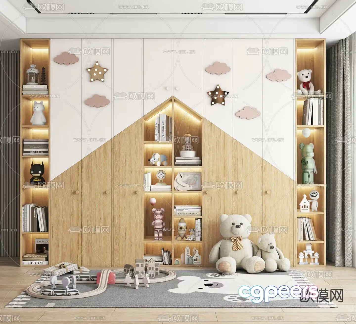 Modern children’s bookcase 3d model